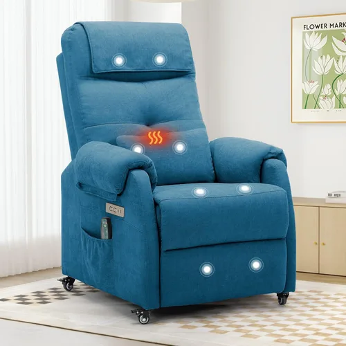 Korser Sillón Reclinable Eléctrico para Adultos, Sillón Reclinable con Rodillos para Espacios Pequeños, Silla Eléctrica con Funciones de Masaje y