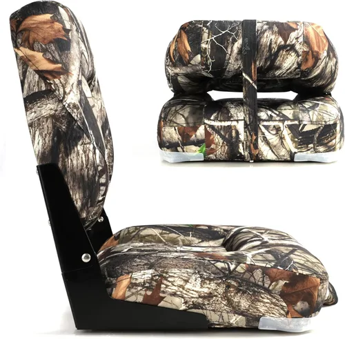 Miniatura 4 de NORTHCAPTAIN Asiento plegable para barco de pesca con respaldo bajo, tornillos de acero inoxidable incluidos, Camo, 2 asientos B-Low Back-Camo(2