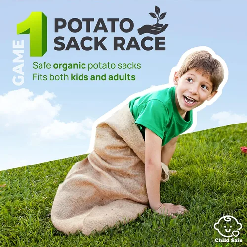 Miniatura 4 de Shop Square Juegos de campo al aire libre, bolsas de carreras de saco de patatas para niños y adultos, carreras de huevos y cucharas, bandas