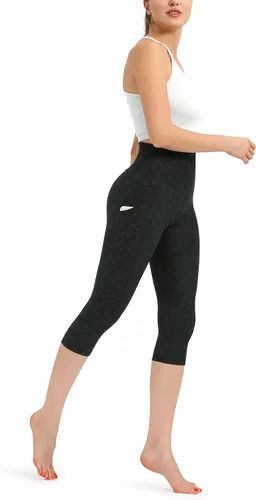 Miniatura 5 de ODODOS - Leggings tipo capri de mujer, no se traslucen y modelan el abdomen, con cintura alta y bolsillos para hacer yoga, atletismo, ejercicio