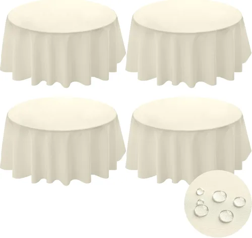 Miniatura 8 de BYDOLL Mantel redondo de 48 pulgadas para la parte superior de un máximo de 38 pulgadas de diámetro, color beige, lavable, al aire libre, resistente
