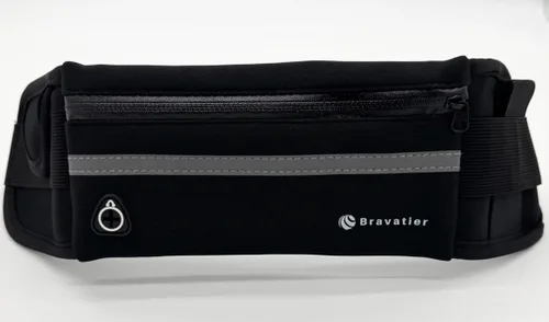Bolsa deportiva de cintura, impermeable, ligera, rayas reflectantes, tres bolsillos para teléfono, llaves, tarjeta de débito/crédito y una botella