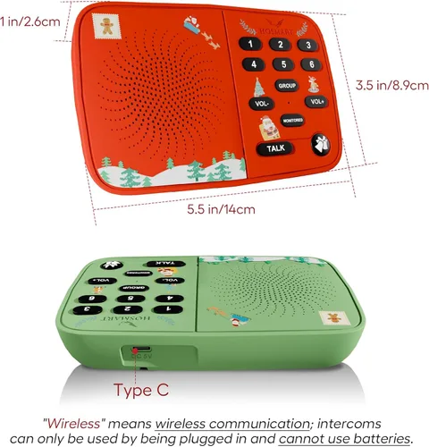 Miniatura 8 de Hosmart UltraSpeak - Intercomunicadores inalámbricos para el hogar, edición navideña, sistema de intercomunicación para uso doméstico