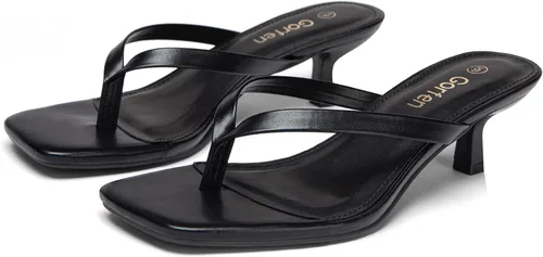 Miniatura 4 de Sandalias de tacón de gatitos para mujer, con puntera cuadrada, sin cordones, sandalias de tacón de 2 pulgadas, sandalias de fiesta, sandalias