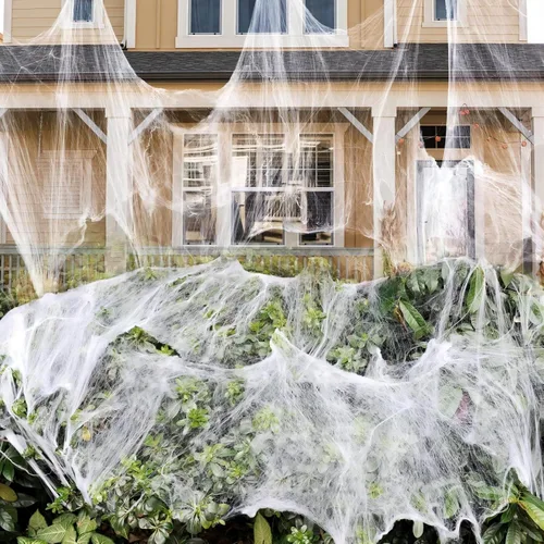 1000 pies cuadrados de telarañas de Halloween, decoración con 30 arañas falsas, telarañas superelásticas para suministros de fiesta de Halloween en