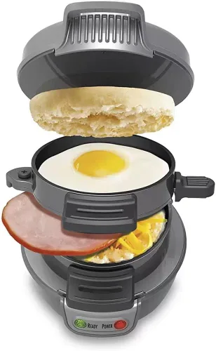 Miniatura 3 de Sandwichera de desayuno multifuncional para hamburguesas con anillo para cocinar huevos, ingredientes personalizables, perfecta para magdalenas