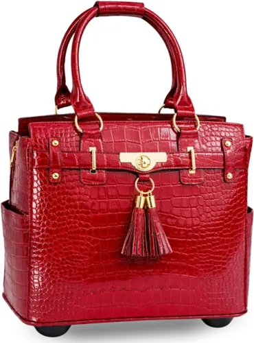Miniatura 11 de JKM & Company Bolsa con ruedas para laptop para mujer, maletín con ruedas de diseño, se adapta a portátiles de 13 a 17 pulgadas, estuche para Marrón