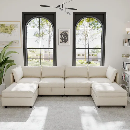 Miniatura 19 de ERYE Sofá modular de 68 pulgadas con asiento profundo, sofá modular de almacenamiento con respaldo y reposabrazos de combinación gratuita, sofá