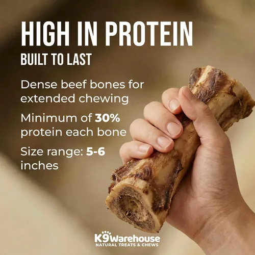 Miniatura 4 de K9warehouse Huesos de médula de los Estados Unidos para perros, golosinas naturales de médula ósea de carne de res de 5 a 6 pulgadas, huesos