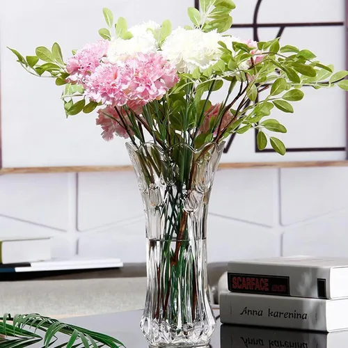 Miniatura 8 de Dicunoy Juego de 2 jarrones de flores de cristal, jarrones grandes de 9.5 pulgadas para centros de mesa, modernos jarrones acampanados de cristal