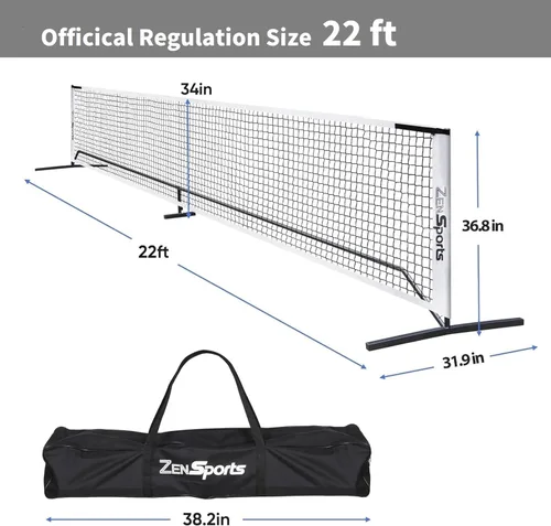 Miniatura 2 de ZENY Sistema de red de pickleball portátil con marco de metal y red de pickball de tamaño reglamentario de 22 pies con bolsa de transporte