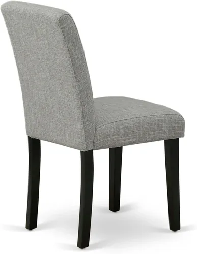 Miniatura 6 de East West Furniture ABP1T06 Abbott Parson - Sillas de comedor Shitake de tela de lino, juego de 2, color negro