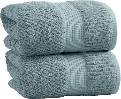 Miniatura 12 de NY Loft Juego de 4 toallas de baño 100% algodón, supersuaves y absorbentes, de secado rápido, 30 x 52 pulgadas, algodón texturizado y duradero