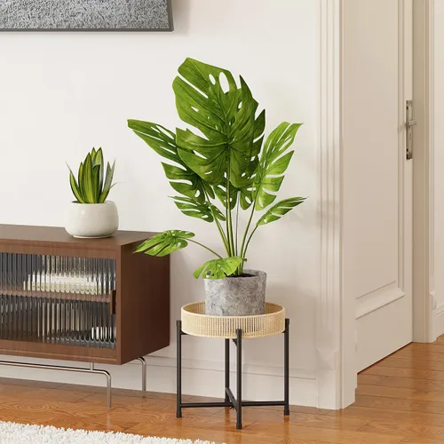 Miniatura 3 de Bamworld - Soporte de plantas de ratán para interior, mesa de plantas boho para plantas grandes, taburete individual para plantas, soporte