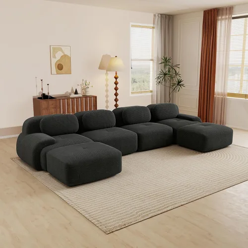 Miniatura 40 de Sofás modulares modulares sin hueso de 82 pulgadas para sala de estar, juego de sofá comprimido de 2 plazas, no requiere montaje, tela de pana, Verde