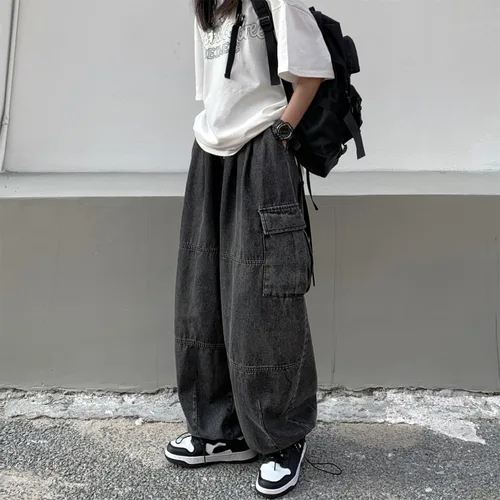 Miniatura 6 de Y2K - Pantalones de mezclilla holgados Emo Cyber Cargo Grunge Vintage Demin Ropa estética Hiphop Jogger Pantalones deportivos góticos Streetwear
