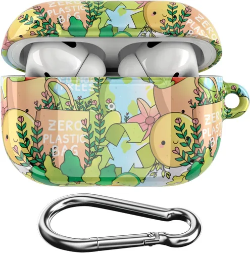 Miniatura 10 de Funda compatible con Airpods Pro Airpods 1, 2, 3 generación, sostenible, de cuerpo completo, diseño ecológico, funda de plástico con llavero Go