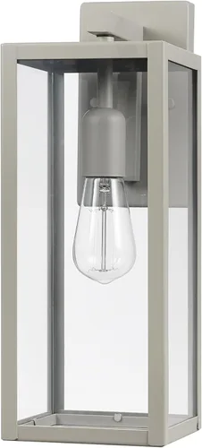 GLOBE Electric 44838 Bowery - Aplique de pared para interiores y exteriores, 1 luz, gris mate, pantalla de vidrio transparente