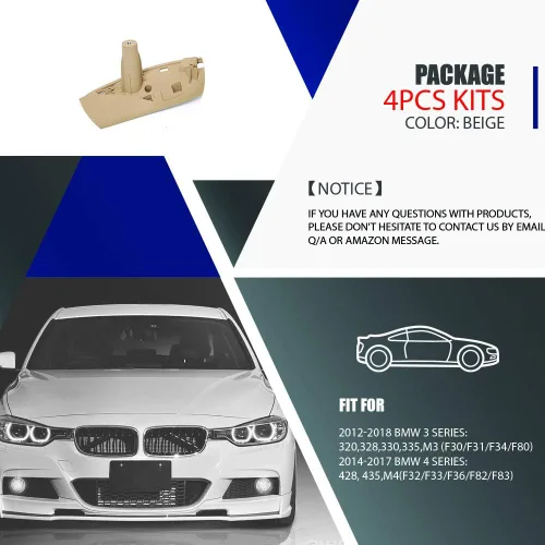 Miniatura 7 de FEXON Manijas de puerta de repuesto para BMW Series 3 F30 Series 4 Soporte de puerta interior Moldura Tirador Reposabrazos Kit de soporte 2012-2018