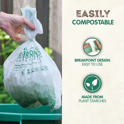 Miniatura 5 de KC's - Bolsas de basura biodegradables pequeñas compostables de 3 galones, 25 unidades Bolsas de compost desechables extra duraderas con cierre