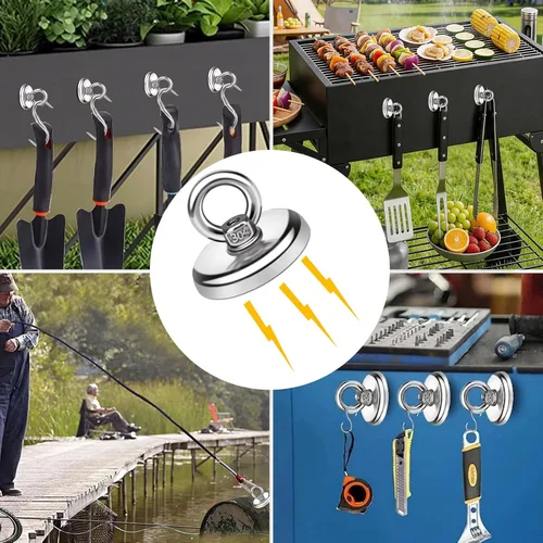 Miniatura 7 de E BAVITE Ganchos magnéticos, imanes de neodimio de tierras raras resistentes de 60 libras con orificio avellanado, perfectos para el hogar, cocina
