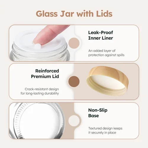 Miniatura 2 de 2 OZ Glass Jars with Lids, 24 Pack Small Glass Containers with Plastic Woodgrain Lids & Inner Liners, Reusable Travel Containers for Creams, Makeup