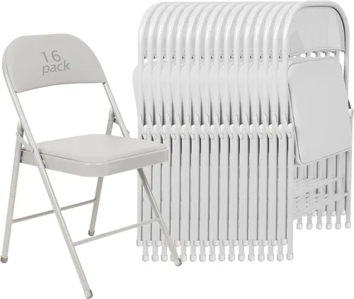 Miniatura 11 de Juego de 4 Sillas Plegables Tapizadas en Negro - Cómodas Sillas Apilables Portátiles para Interior y Exterior, Eventos, Fiestas, Oficina, Boda Negro