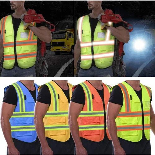 Miniatura 5 de Chaleco de Seguridad de Alta Visibilidad con Alta Reflectividad, Ropa de Trabajo de Seguridad Personalizada con Logotipo, Tiras Reflectantes
