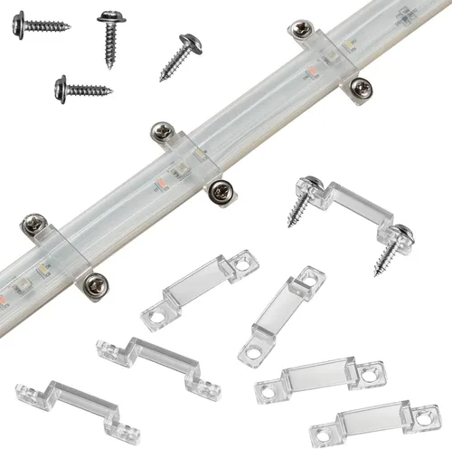 Miniatura 10 de MMSD Paquete de 100 soportes de montaje de tira de luz LED con 102 tornillos para tira de luz impermeable IP65 de 0.394 in de ancho