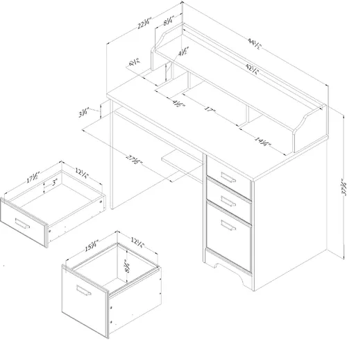 Miniatura 3 de South Shore Versa - Escritorio para computadora con gabinete, arce gris