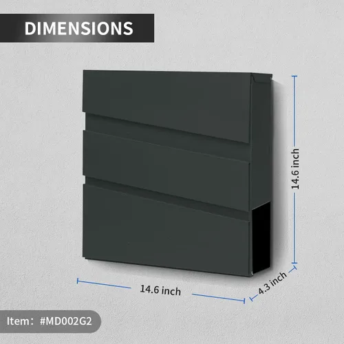 Miniatura 2 de Ydocabinit Buzón de Montaje en Pared, Buzón con Cerradura de Gran Capacidad para Exteriores, Cubierta de Acero Galvanizado y Buzón de Metal a Prueba