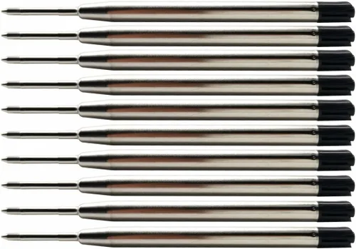 Paquete de 10 repuestos de bolígrafo de punta media, tinta negra (negro, 3.8 pulgadas)