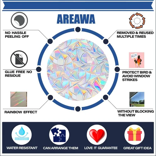 Miniatura 2 de 6 calcomanías de mandala para ventana para prevención de huelgas de pájaros, reutilizable, diseño de arco iris que se adhiere para salvar pájaros