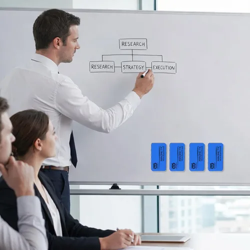 Miniatura 6 de OWLKELA 8 borradores de borrado en seco, borrador magnético de pizarra blanca para tablero de vidrio, pizarra seca y tablero de calendario, azul