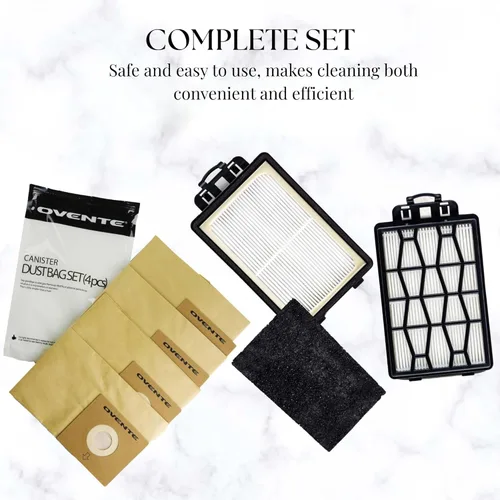 Miniatura 4 de OVENTE Bolsas de repuesto para polvo + 1 filtro para ST1600B, bolsa de limpieza desechable (paquete de 4) compatible con Zing Canister Vacuum