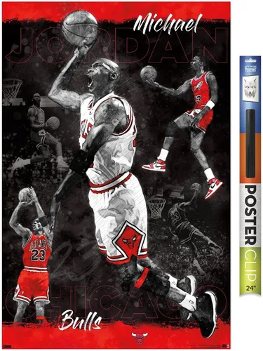 Miniatura 17 de Trends International Michael Jordan - Póster de pared de bosquejo, 14.725 x 22.375 pulgadas, versión enmarcada de madera de granero