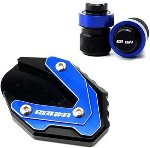 Miniatura 9 de Moto Kickstand Soporte lateral ampliar placa de almohadilla y tapas de aire de válvula de neumático para Suzuki para GIXXER 250 SF para GIXXER 150