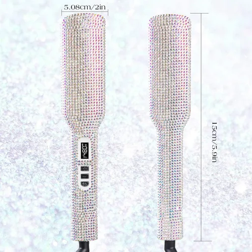 Miniatura 7 de Alisador de cabello con diamantes (480 ℉), plancha plana profesional de titanio, plancha plana de 1.75 pulgadas de ancho para cabello grueso, regalo