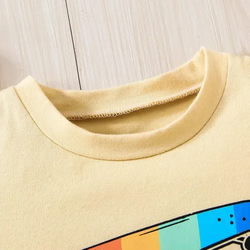 Miniatura 15 de Pudcoco Conjunto de camiseta de manga corta con letras y pantalones largos sólidos para el verano