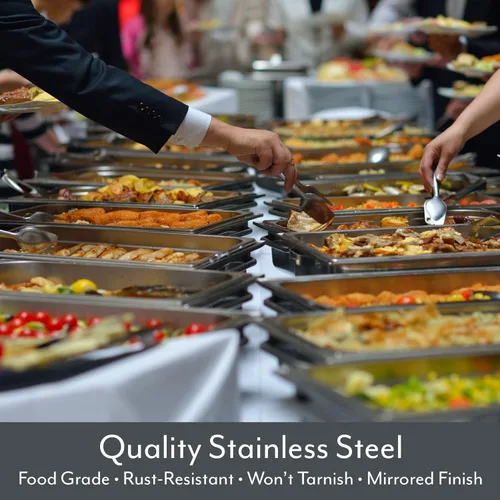 Miniatura 8 de Cornucopia Brands Cucharas de servir de acero inoxidable extragrandes (paquete de 2), utensilios para servir estilo buffet y banquete