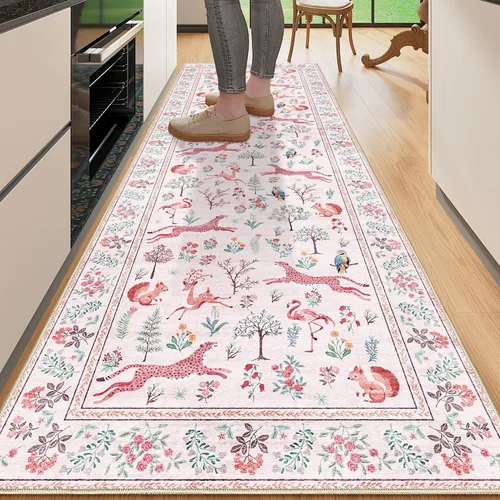 Miniatura 166 de DUKINO Alfombra de área de 6 x 9 pies, alfombra floral para sala de estar, ligera, antideslizante, lavable, alfombra de interior de pelo bajo