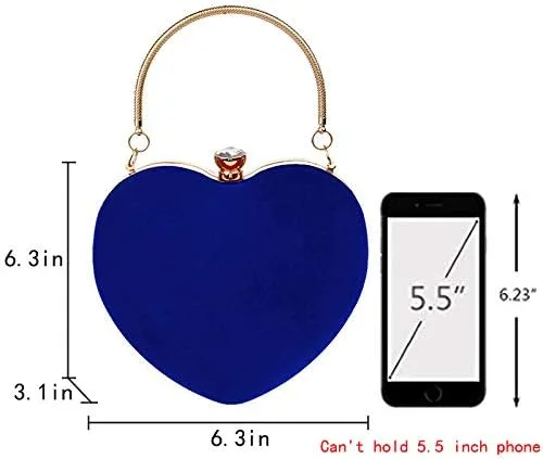 Miniatura 2 de Goclothod Bolso de mano en forma de corazón para mujer, bolso de hombro de terciopelo, bolsos de noche