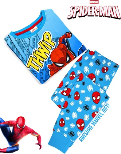 Miniatura 3 de Marvel Spider-Man Pyjamas Comic Kids Boys Blue Long PJ Nightwear
