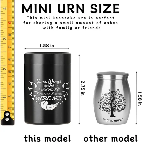 Miniatura 4 de Juego de 4 urnas pequeñas para cenizas humanas, mini urna de cremación de aluminio para cenizas de hasta 7 pulgadas cúbicas, color negro
