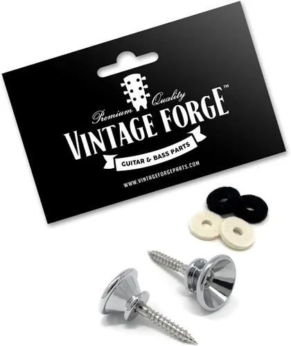 Miniatura 2 de Botones de correa de guitarra cromada de gran tamaño, 0.669 in, ajuste universal para guitarra acústica y eléctrica y bajo (2) con tornillos