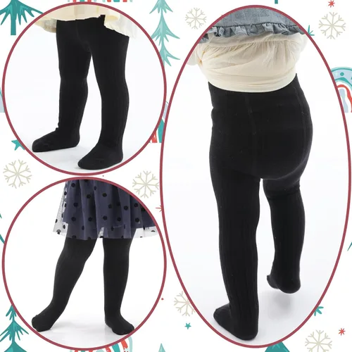 Miniatura 2 de Mini angel Mallas de punto trenzado para bebé niña, medias de algodón sin costuras, medias cálidas de invierno, paquete de 345