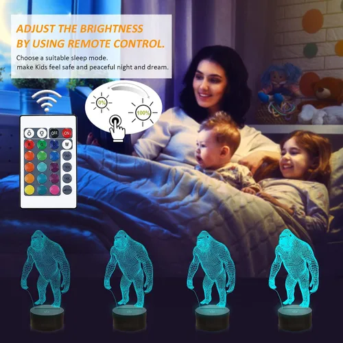 Miniatura 4 de 3D Night Light Ape Gorilla LED Luz nocturna para bebé guardería mono lámpara para habitación de los niños decoración del hogar regalos de Navidad
