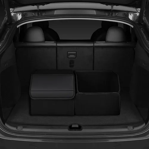 Miniatura 3 de Organizadores de coche y almacenamiento para SUV, organizador de maletero para sedán, caja elegante plegable de cuero con tapa, contenedores