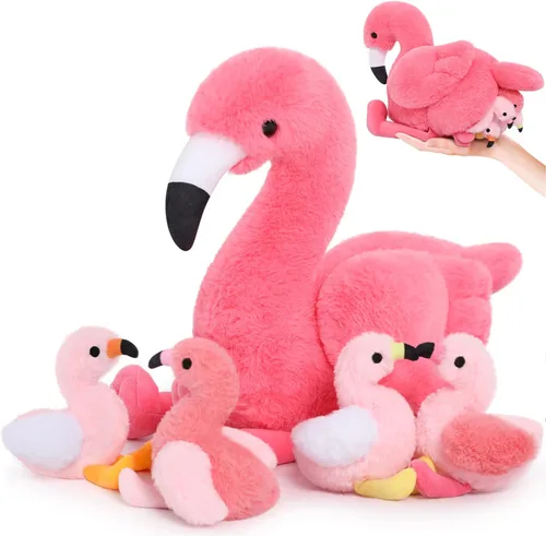 Miniatura 32 de MorisMos - Animales de peluche de lagarto, mamá camaleón gigante de 27 pulgadas con 4 lagartos bebés, juguetes para niños y niñas, mamá iguana