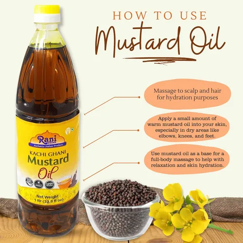 Miniatura 6 de Aceite de Mostaza Rani (Kachi Ghani) 169 Onzas (5 Litros) SIN GMO Sin Gluten Vegano 100% Natural Kosher